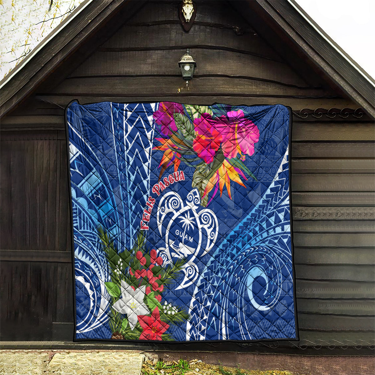 Guam Christmas Quilt Turtle Mix Tapa Felis Pasgua - Wonder Print Shop