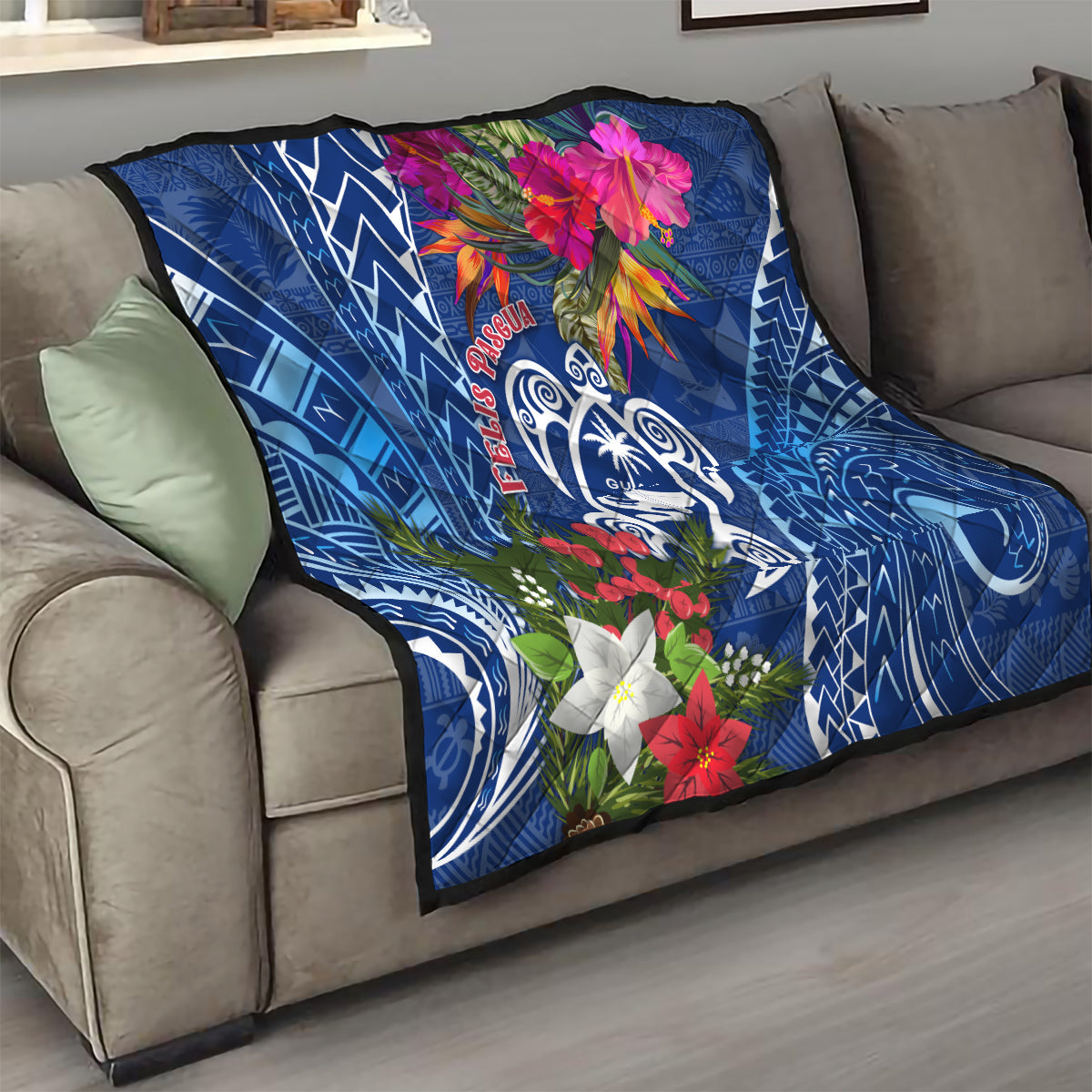 Guam Christmas Quilt Turtle Mix Tapa Felis Pasgua - Wonder Print Shop