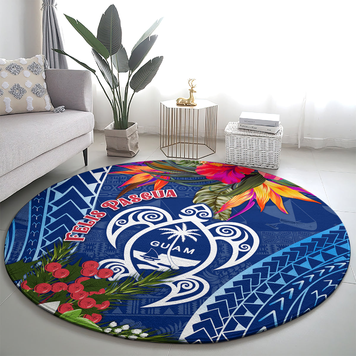 guam-christmas-round-carpet-turtle-mix-tapa-felis-pasgua