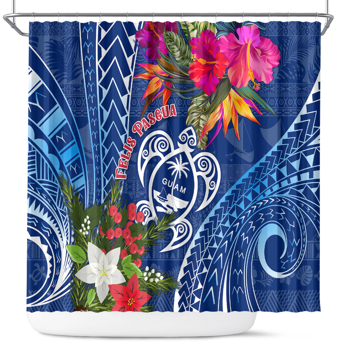 guam-christmas-shower-curtain-turtle-mix-tapa-felis-pasgua