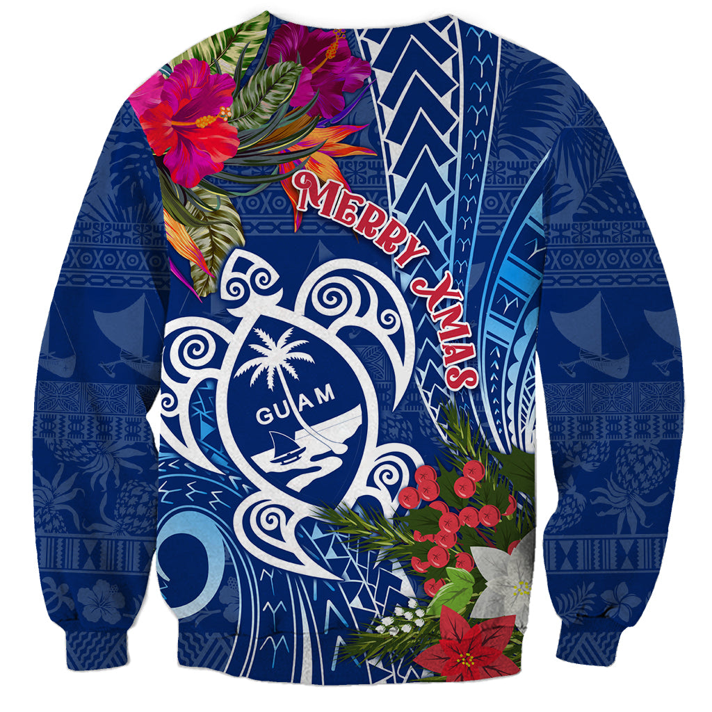 Guam Christmas Sweatshirt Turtle Mix Tapa Felis Pasgua - Wonder Print Shop