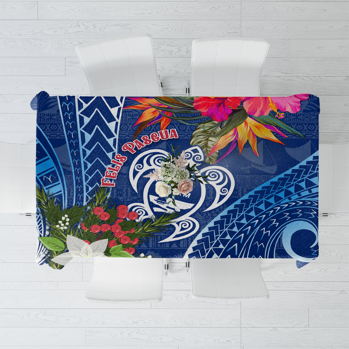 Guam Christmas Tablecloth Turtle Mix Tapa Felis Pasgua - Wonder Print Shop