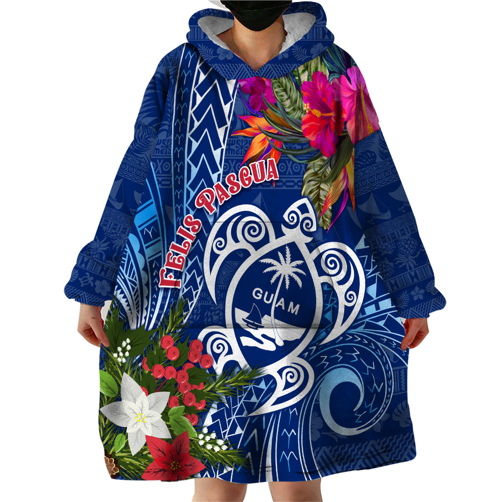 Guam Christmas Wearable Blanket Hoodie Turtle Mix Tapa Felis Pasgua - Wonder Print Shop