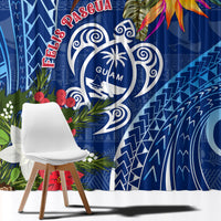 Guam Christmas Window Curtain Turtle Mix Tapa Felis Pasgua - Wonder Print Shop