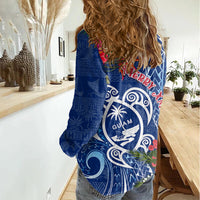 Guam Christmas Women Casual Shirt Turtle Mix Tapa Felis Pasgua - Wonder Print Shop