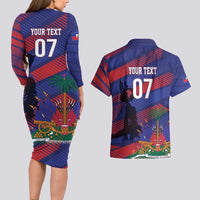 Haiti Football Personalized Les Grenadiers Couples Matching Long Sleeve Bodycon Dress and Hawaiian Shirt Echoes of History - Wonder Print Shop