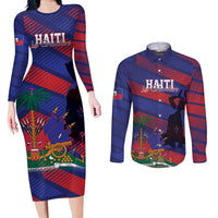 Haiti Football Personalized Les Grenadiers Couples Matching Long Sleeve Bodycon Dress and Long Sleeve Button Shirt Echoes of History - Wonder Print Shop