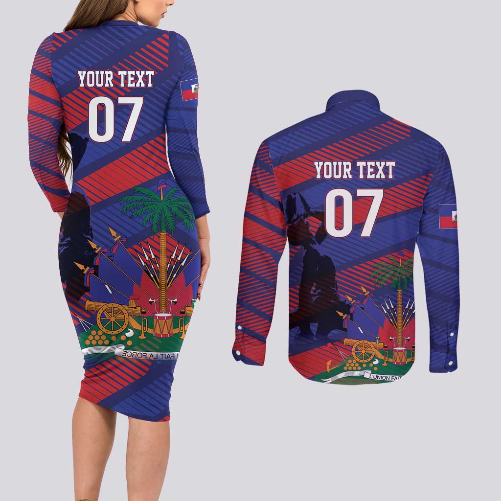 Haiti Football Personalized Les Grenadiers Couples Matching Long Sleeve Bodycon Dress and Long Sleeve Button Shirt Echoes of History - Wonder Print Shop