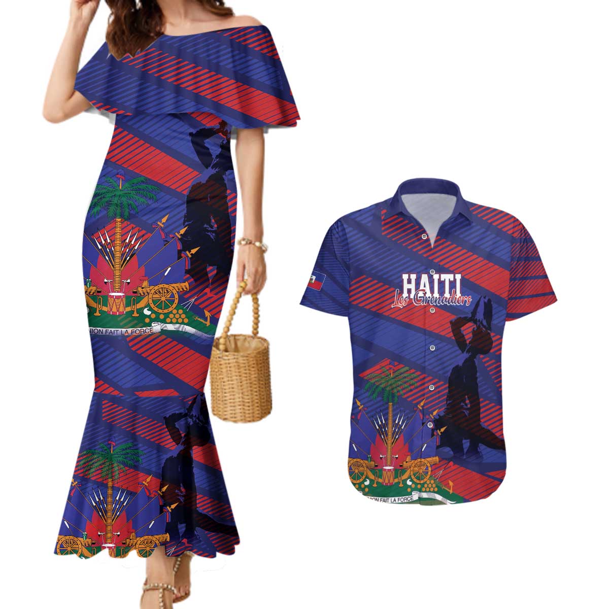 Haiti Football Personalized Les Grenadiers Couples Matching Mermaid Dress and Hawaiian Shirt Echoes of History - Wonder Print Shop