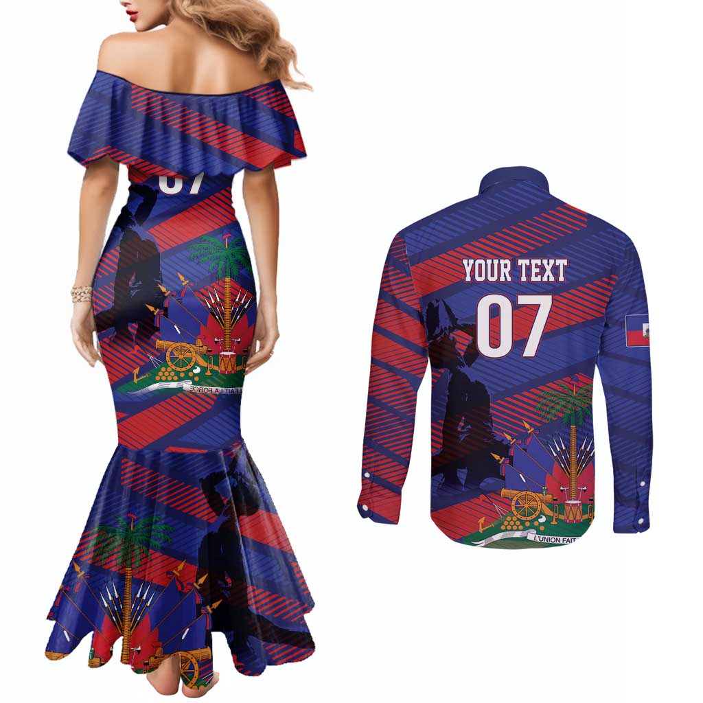 Haiti Football Personalized Les Grenadiers Couples Matching Mermaid Dress and Long Sleeve Button Shirt Echoes of History - Wonder Print Shop