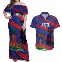 Haiti Football Personalized Les Grenadiers Couples Matching Off Shoulder Maxi Dress and Hawaiian Shirt Echoes of History - Wonder Print Shop