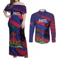 Haiti Football Personalized Les Grenadiers Couples Matching Off Shoulder Maxi Dress and Long Sleeve Button Shirt Echoes of History - Wonder Print Shop