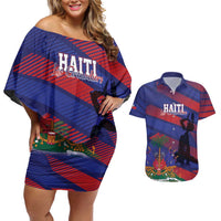Haiti Football Personalized Les Grenadiers Couples Matching Off Shoulder Short Dress and Hawaiian Shirt Echoes of History - Wonder Print Shop