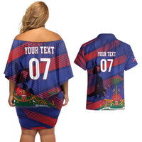 Haiti Football Personalized Les Grenadiers Couples Matching Off Shoulder Short Dress and Hawaiian Shirt Echoes of History - Wonder Print Shop