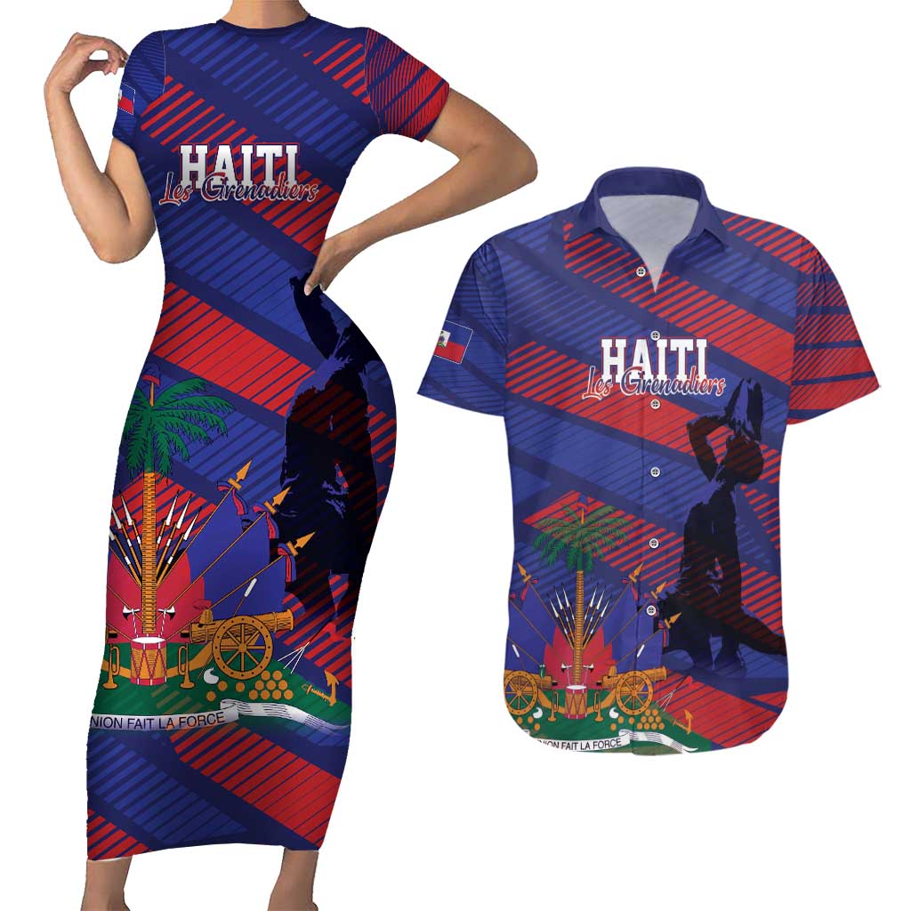Haiti Football Personalized Les Grenadiers Couples Matching Short Sleeve Bodycon Dress and Hawaiian Shirt Echoes of History - Wonder Print Shop