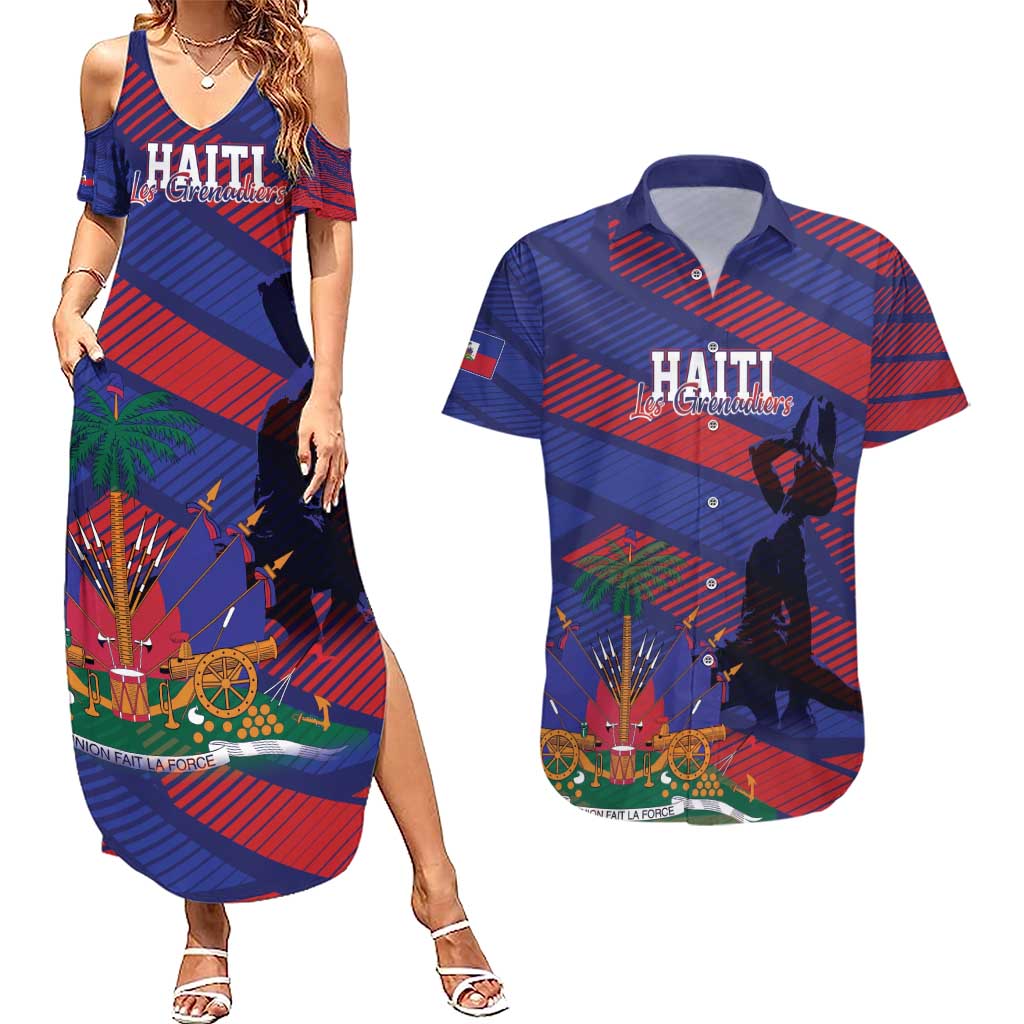 Haiti Football Personalized Les Grenadiers Couples Matching Summer Maxi Dress and Hawaiian Shirt Echoes of History - Wonder Print Shop