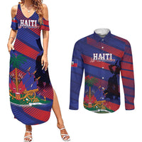 Haiti Football Personalized Les Grenadiers Couples Matching Summer Maxi Dress and Long Sleeve Button Shirt Echoes of History - Wonder Print Shop