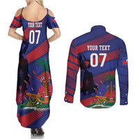 Haiti Football Personalized Les Grenadiers Couples Matching Summer Maxi Dress and Long Sleeve Button Shirt Echoes of History - Wonder Print Shop
