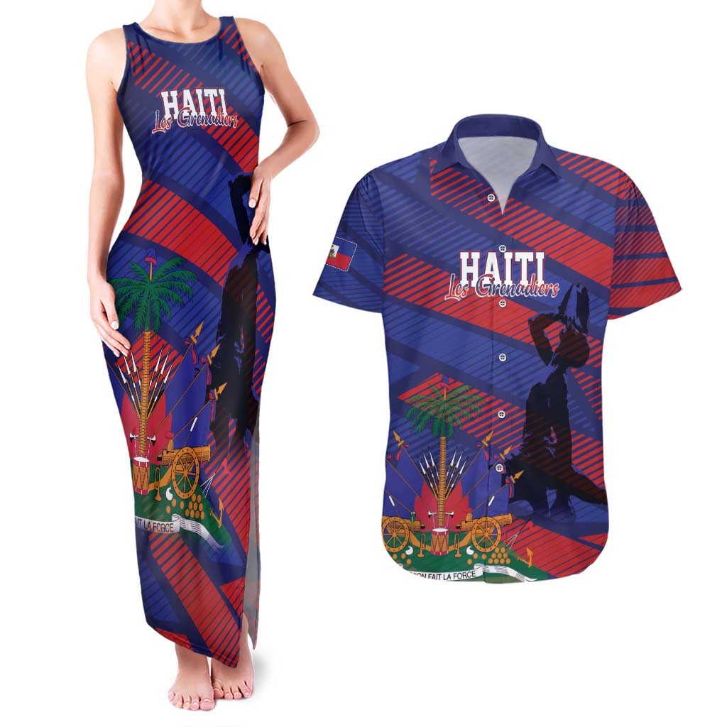 Haiti Football Personalized Les Grenadiers Couples Matching Tank Maxi Dress and Hawaiian Shirt Echoes of History - Wonder Print Shop