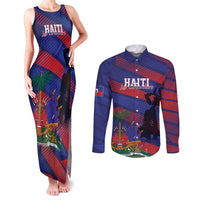 Haiti Football Personalized Les Grenadiers Couples Matching Tank Maxi Dress and Long Sleeve Button Shirt Echoes of History - Wonder Print Shop
