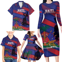 Haiti Football Personalized Les Grenadiers Family Matching Long Sleeve Bodycon Dress and Hawaiian Shirt Echoes of History - Wonder Print Shop