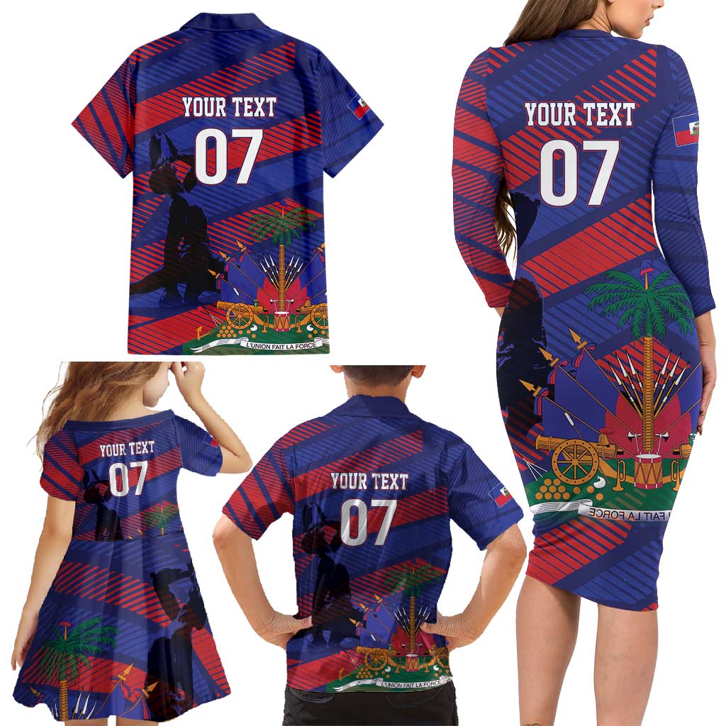 Haiti Football Personalized Les Grenadiers Family Matching Long Sleeve Bodycon Dress and Hawaiian Shirt Echoes of History - Wonder Print Shop
