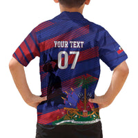 Haiti Football Personalized Les Grenadiers Family Matching Off The Shoulder Long Sleeve Dress and Hawaiian Shirt Echoes of History - Wonder Print Shop