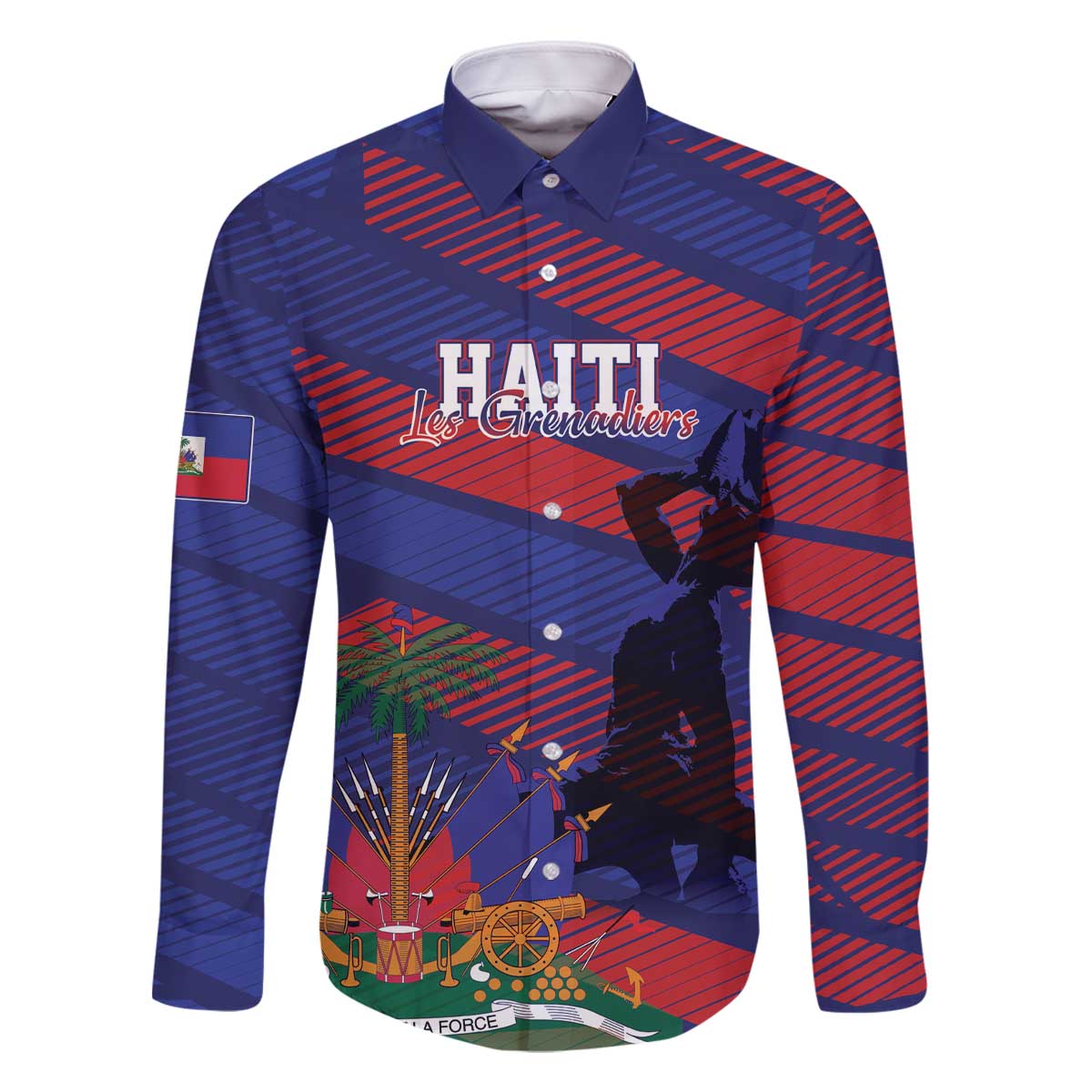 Haiti Football Personalized Les Grenadiers Family Matching Off The Shoulder Long Sleeve Dress and Hawaiian Shirt Echoes of History - Wonder Print Shop