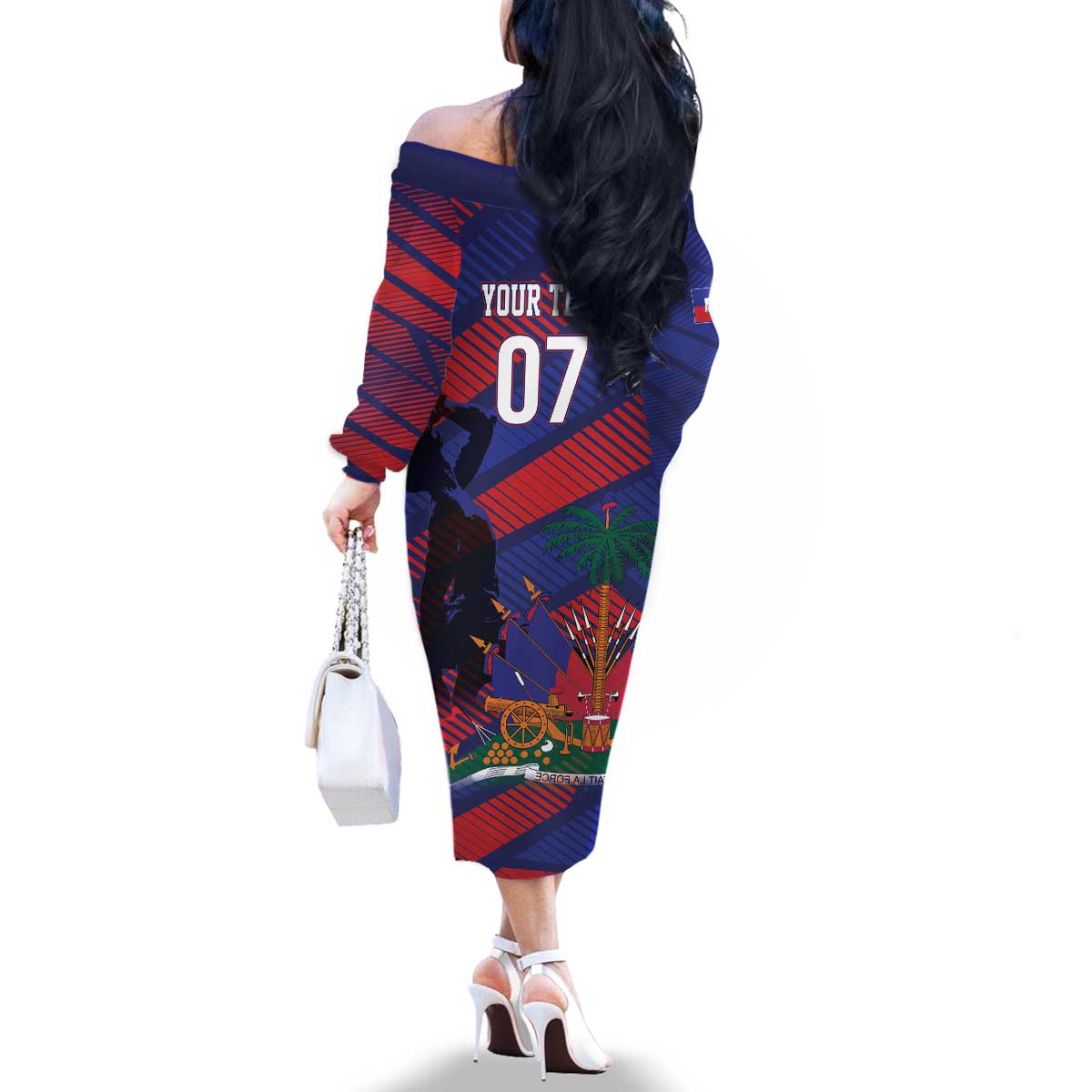 Haiti Football Personalized Les Grenadiers Family Matching Off The Shoulder Long Sleeve Dress and Hawaiian Shirt Echoes of History - Wonder Print Shop