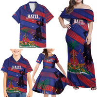 Haiti Football Personalized Les Grenadiers Family Matching Off Shoulder Maxi Dress and Hawaiian Shirt Echoes of History - Wonder Print Shop