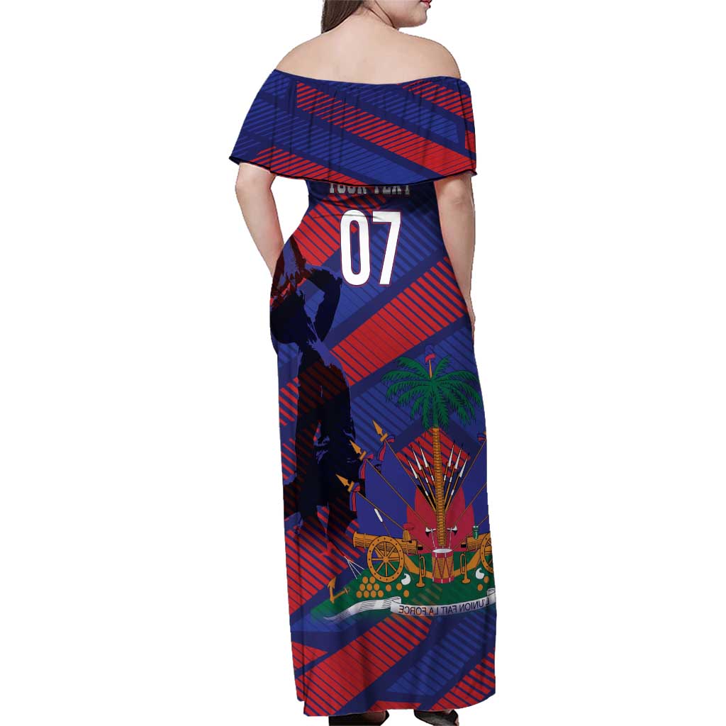 Haiti Football Personalized Les Grenadiers Family Matching Off Shoulder Maxi Dress and Hawaiian Shirt Echoes of History - Wonder Print Shop