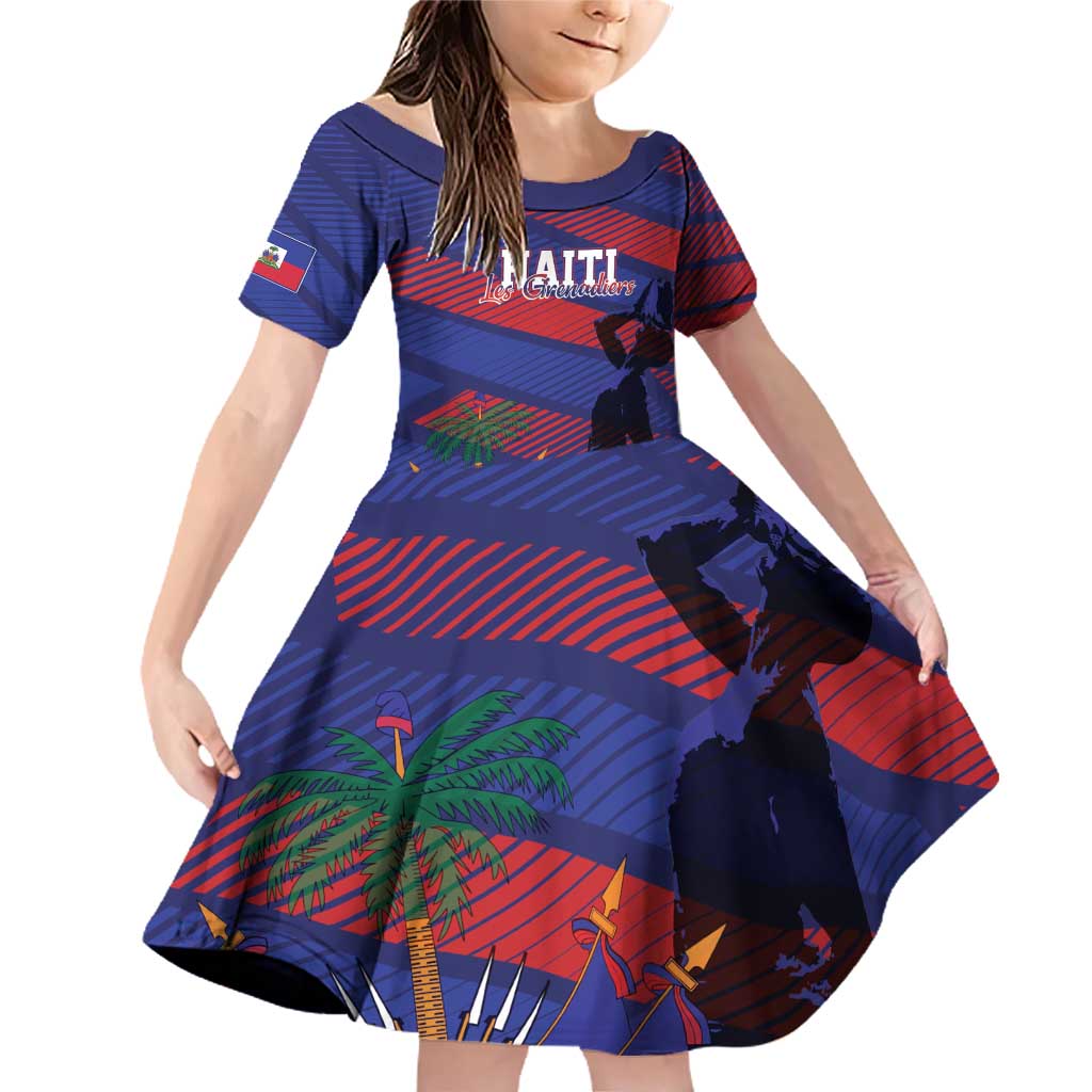 Haiti Football Personalized Les Grenadiers Family Matching Off Shoulder Short Dress and Hawaiian Shirt Echoes of History - Wonder Print Shop