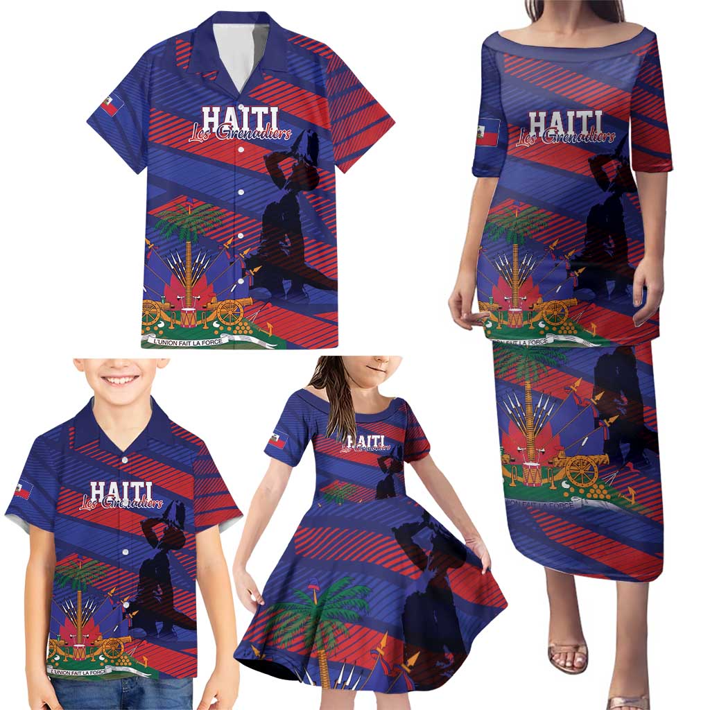 Haiti Football Personalized Les Grenadiers Family Matching Puletasi and Hawaiian Shirt Echoes of History - Wonder Print Shop