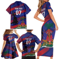 Haiti Football Personalized Les Grenadiers Family Matching Short Sleeve Bodycon Dress and Hawaiian Shirt Echoes of History - Wonder Print Shop