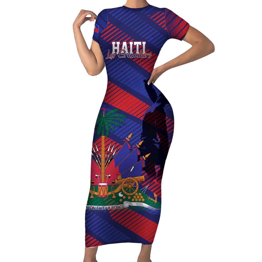 Haiti Football Personalized Les Grenadiers Family Matching Short Sleeve Bodycon Dress and Hawaiian Shirt Echoes of History - Wonder Print Shop