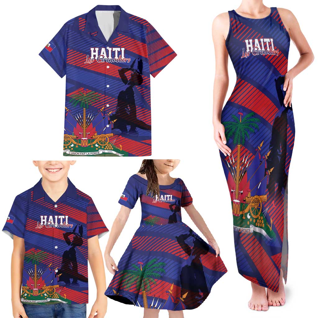 Haiti Football Personalized Les Grenadiers Family Matching Tank Maxi Dress and Hawaiian Shirt Echoes of History - Wonder Print Shop