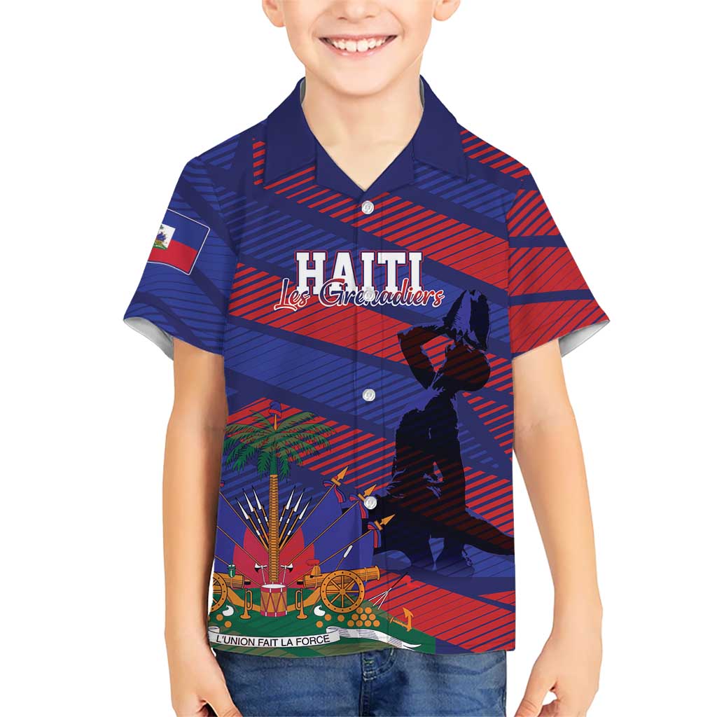 Haiti Football Personalized Les Grenadiers Kid Hawaiian Shirt Echoes of History - Wonder Print Shop