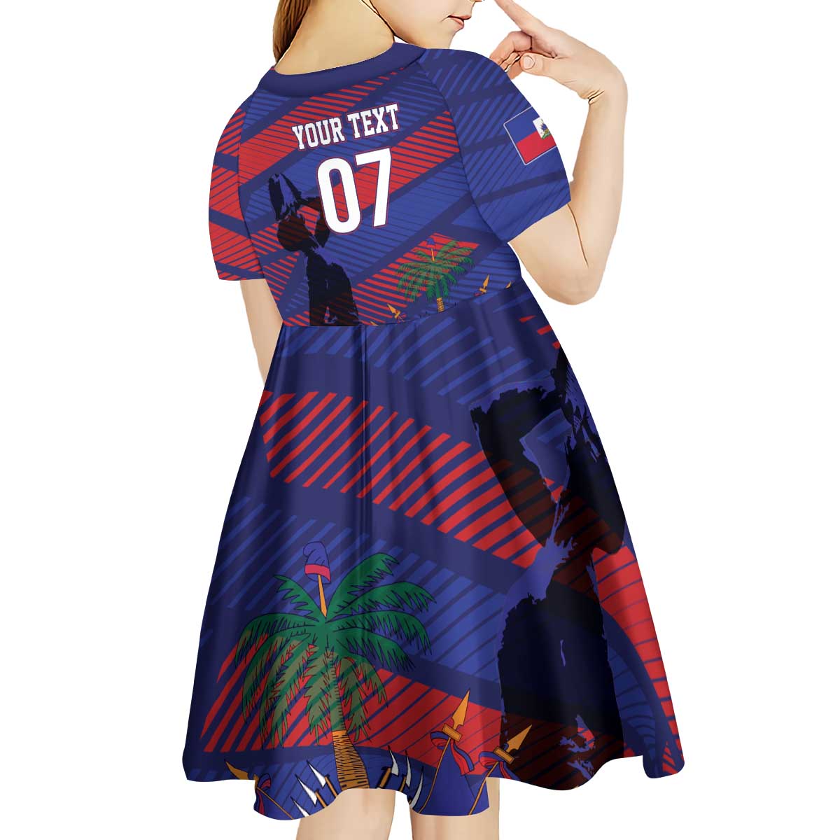 Haiti Football Personalized Les Grenadiers Kid Short Sleeve Dress Echoes of History - Wonder Print Shop