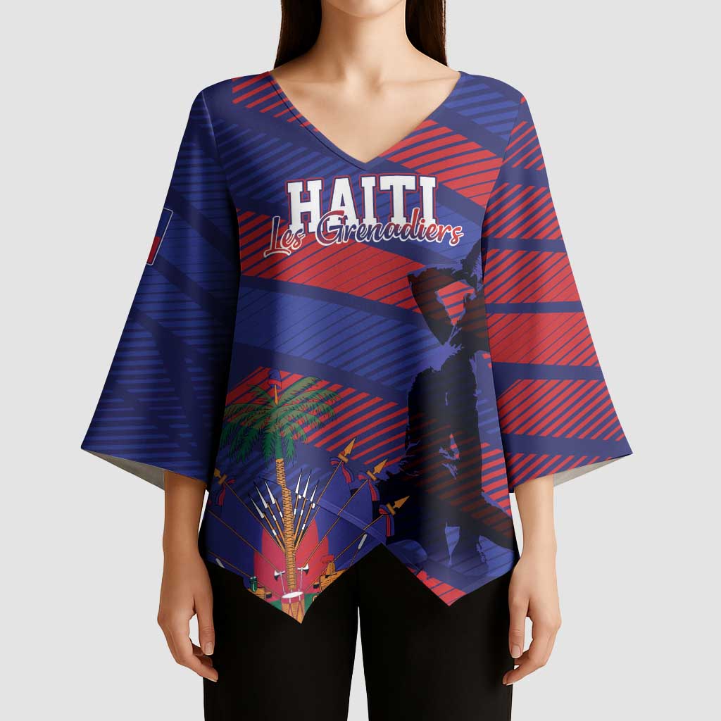 Haiti Football Personalized Les Grenadiers Kimono Sleeve Blouse Echoes of History - Wonder Print Shop