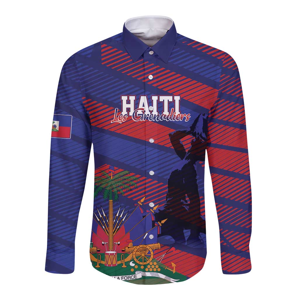 Haiti Football Personalized Les Grenadiers Long Sleeve Button Shirt Echoes of History - Wonder Print Shop