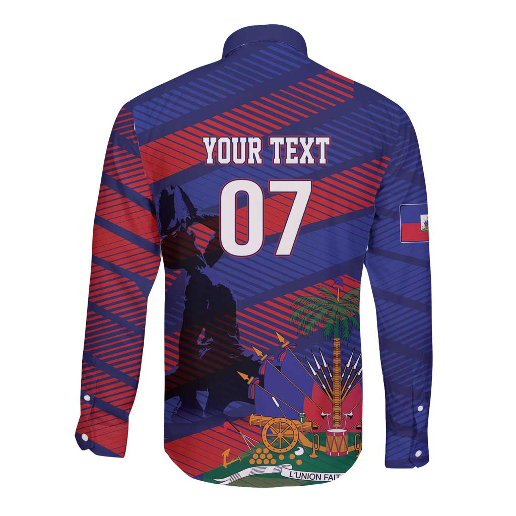 Haiti Football Personalized Les Grenadiers Long Sleeve Button Shirt Echoes of History - Wonder Print Shop