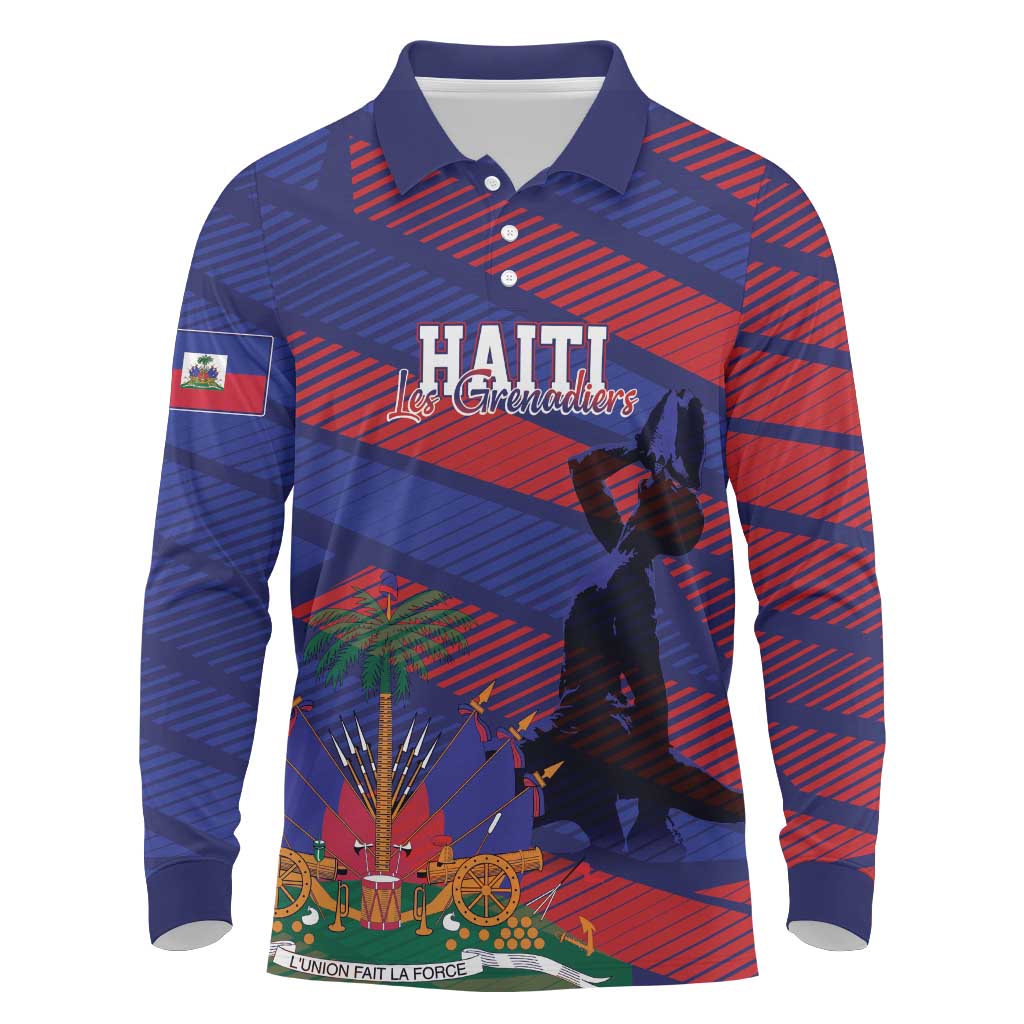 Haiti Football Personalized Les Grenadiers Long Sleeve Polo Shirt Echoes of History - Wonder Print Shop
