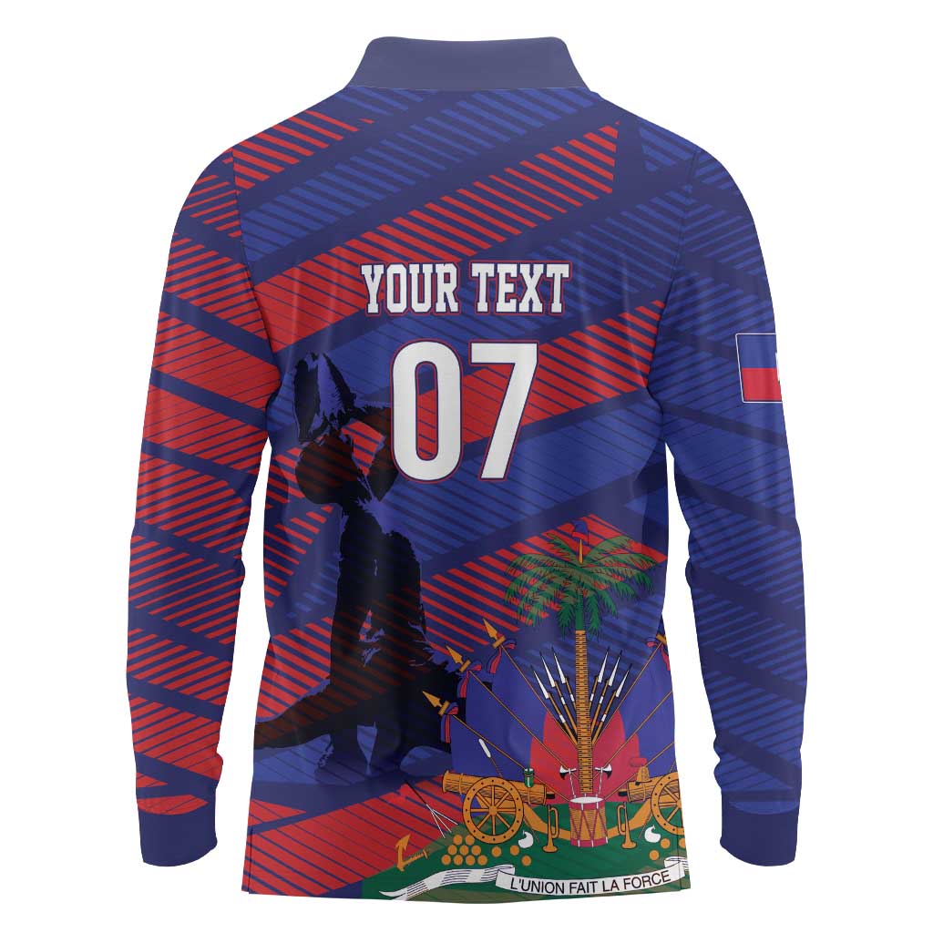 Haiti Football Personalized Les Grenadiers Long Sleeve Polo Shirt Echoes of History - Wonder Print Shop