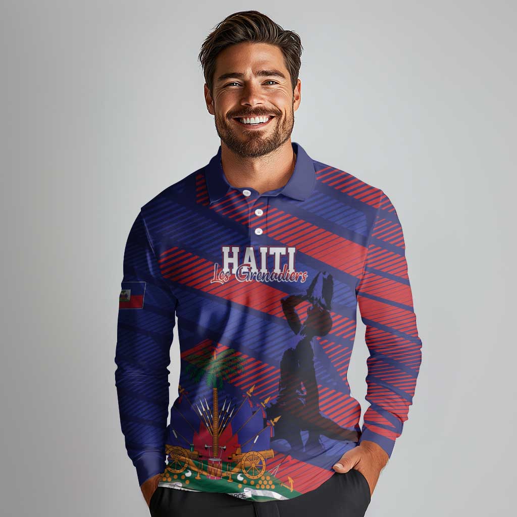 Haiti Football Personalized Les Grenadiers Long Sleeve Polo Shirt Echoes of History - Wonder Print Shop
