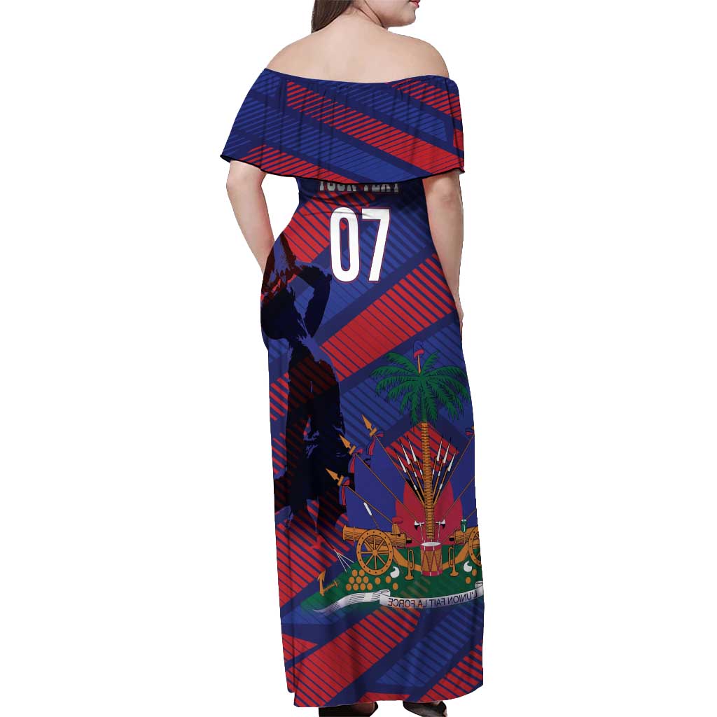 Haiti Football Personalized Les Grenadiers Off Shoulder Maxi Dress Echoes of History - Wonder Print Shop