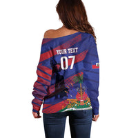 Haiti Football Personalized Les Grenadiers Off Shoulder Sweater Echoes of History - Wonder Print Shop