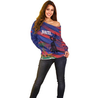 Haiti Football Personalized Les Grenadiers Off Shoulder Sweater Echoes of History - Wonder Print Shop