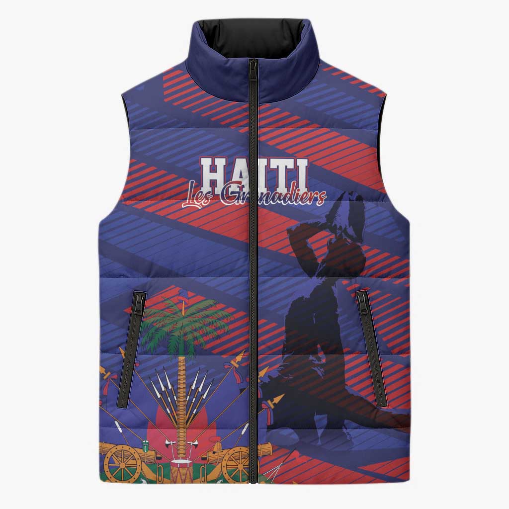 Haiti Football Personalized Les Grenadiers Sleeveless Puffer Jacket Echoes of History - Wonder Print Shop