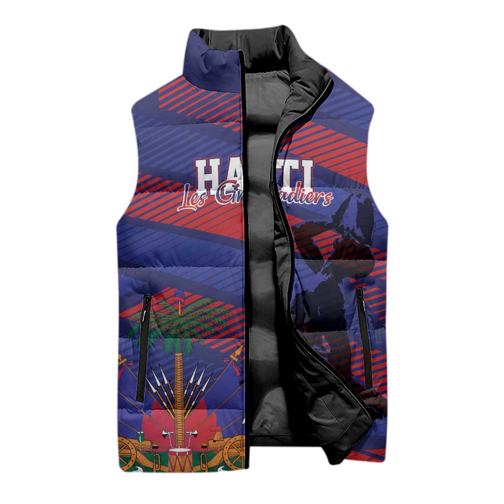 Haiti Football Personalized Les Grenadiers Sleeveless Puffer Jacket Echoes of History - Wonder Print Shop