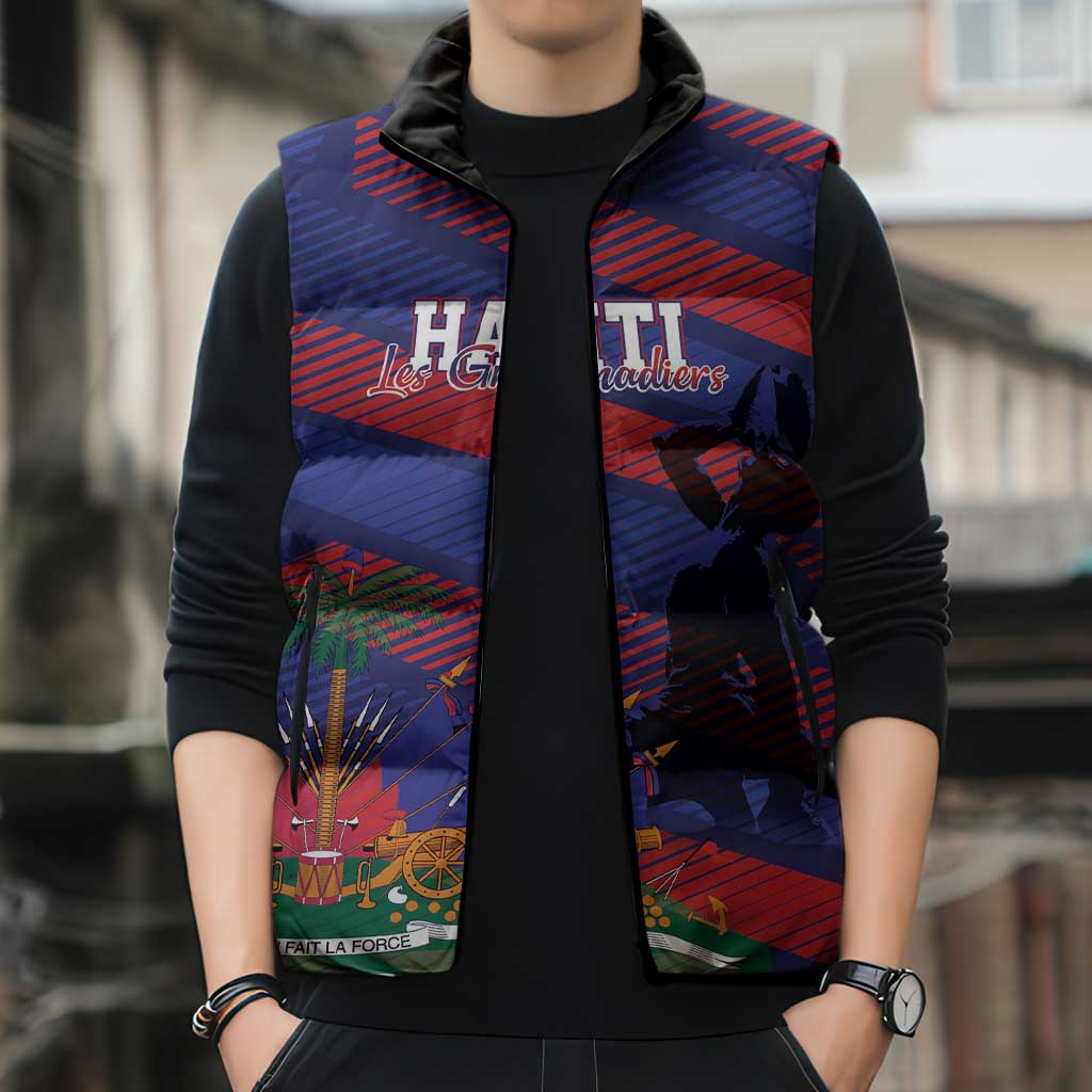 Haiti Football Personalized Les Grenadiers Sleeveless Puffer Jacket Echoes of History - Wonder Print Shop